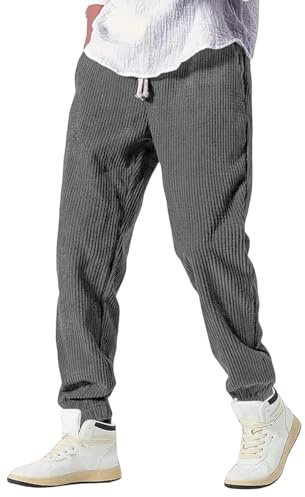 Generico Pantaloni di Velluto Uomo Pantalonis Giapponesi a Coste Largo Taglio Dritto Modello con Vita Elasticizzata e Cordino Baggy Elasticizzati Casual Pantalone S-3XL 2026