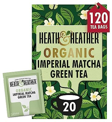 Heath & Heather - Organic Imperial Matcha Green Tea • Energising Japanese Green Tea Infusion • Natural Antioxidant Boost • Vegan • Smooth Umami Taste • Multipack 6 x 20 Boxes (120 Tea Bags)