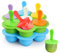 WD&CD 14 Stück Eisformen Eis am Stiel Silikon mit 18 Stück Kunststoffstäbchen, Mini Eisformen Silikon BPA Frei Förmchen zum Einfrieren von Obst oder Joghurt - Blau & Grün