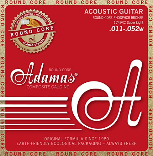 Adamas, Corde per chitarra acustica/folk Historic Reissue Phosphor Bronze Round Core, Super Light .011-.052