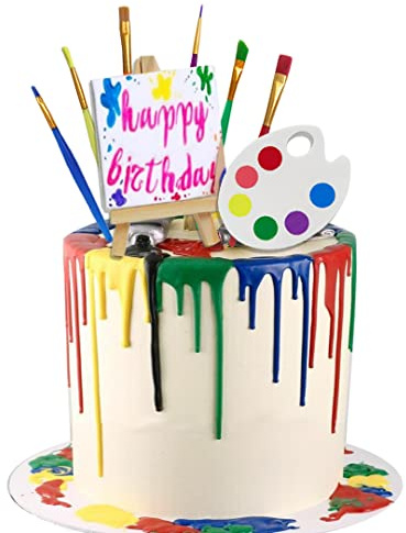 Art Paint Cake Topper Paint Brush Canvases Palette Cake Topper Artist Themed Cake Decor