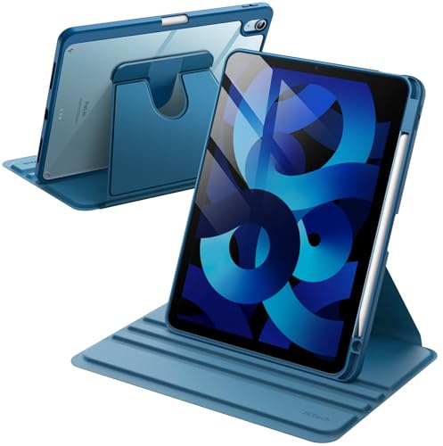 JETech Custodia Rotante SOLO per iPad Air 11 Pollici M4/M3/M2 (2026/2025/2024), iPad Air 5/4 (2022/2020 5a/4a 10,9) con Portapenne, Protezione con Rotazione a 360 Gradi Supporto Cover (Blu)
