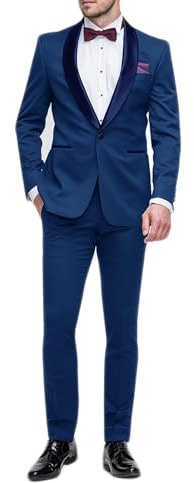 VEQUÈ Smoking Uomo Linea Sartoriale Abito Elegante Completo Giacca Pantalone Cerimonia Matrimonio (IT, Numero, 48, Regular, Regular, Royal)
