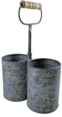 FTWDesign Besteckkorb aus Zink - Besteckkasten mit Tragegriff