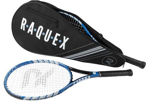 Raquex Tennisschlägertasche – Blau oder Schwarz – Tennisschlägerhülle, auch für Squash- und Badmintonschläger geeignet, Tasche für 2 Schläger und Zubehör mit Schultergurt