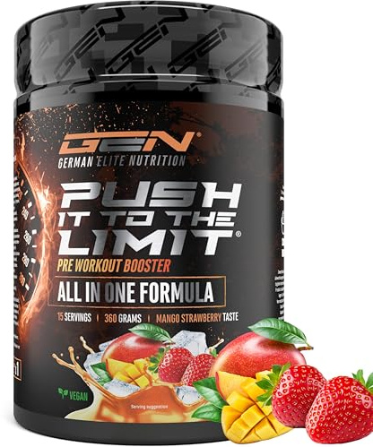 Push it to the Limit - Pre-Allenamento con L-Arginina + Citrullina + L-Tirosina + L-Teanina + L-Carnitina + AAKG + Taurina + Radice di Rosa Rhodiola + Caffeina - Dose elevata - 360 g - Mango Fragola
