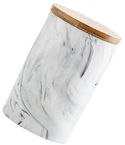 DECHOUS Ceramic Storage Jar with Airtight Lid 8x10.5cm Gray Kitchen Canister for Grain Beans Food Storage Container for Pantry Organization