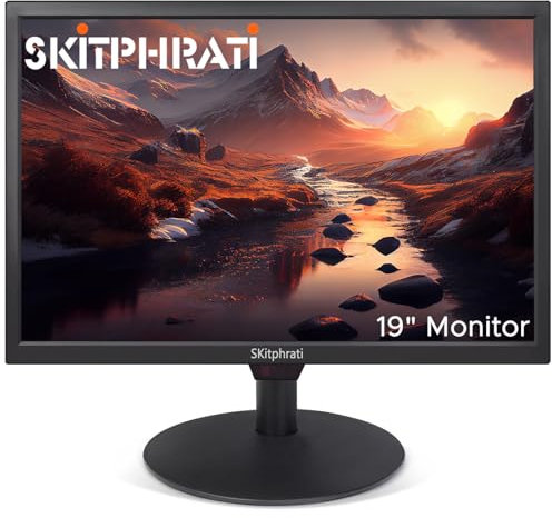 SKitphrati 19 Inch PC Monitor, HD 1440 x 900 Screen Computer Monitor with HDMI VGA AV BNC USB Ports, 60Hz, 5Ms, VESA, Build-in Speakers, LED Display for Laptops and Desktops Office Home