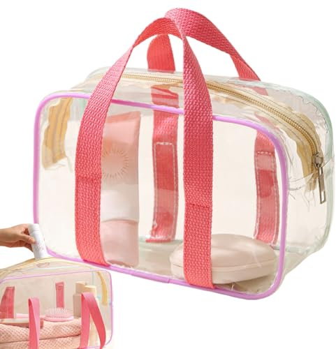 Sghtil Grand sac de voyage transparent pour articles d'hygiène | Trousse de maquillage portable pour voiture | Grand sac de voyage imperméable avec fermeture éclair pour vacances, aéroport