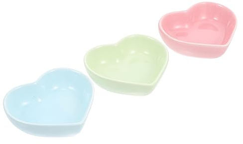 BESTonZON Ciotole per Alimenti per Criceti Set da 3 Pezzi in Ceramica Liscia Riutilizzabili a Forma di Cuore per Piccoli Animali come Conigli Scoiattoli e Criceti