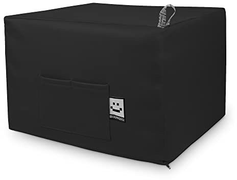 HAPPERS Puff Cama Auxiliar Confort Convertible 2 en 1 | Colchón Plegable para Invitados | Funda Lavable | para Salón o Dormitorio | Futón 195 x 130 cm - Negro