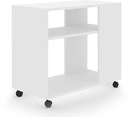 Vicco Couchtisch Rolli, Beistelltisch auf Rollen, Weiß, 70 x 35 cm