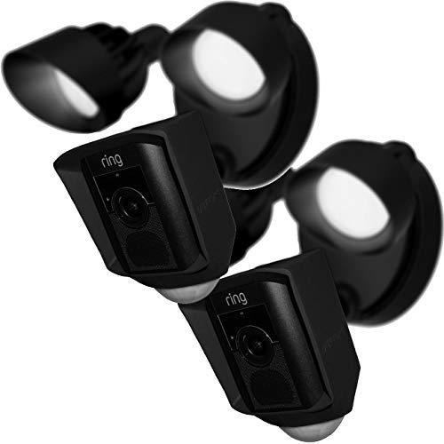 Silicone Skin Case Compatible with Ring Floodlight Camera - Sun Glare, UV & Weather Protection Skins Cover (2 Pack, Black)