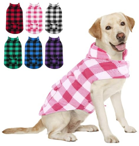 AOFITEE Wendbarer Hundemantel, warme Hundejacke, karierter Wintermantel für Hunde, dick gepolsterte Hundeweste für den Winter, Hundejacke, kaltes Wetter, Hundemäntel mit Leinenloch für kleine,