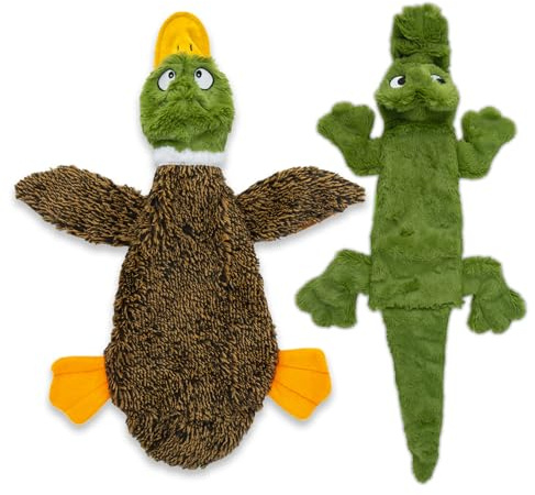 Best Pet Supplies Nötleksaker för små, medelstora och stora hundar, hållbar hundleksak, bästa tuggleksaken för tandvalpar, inomhusspel, anka och alligator, storlek S