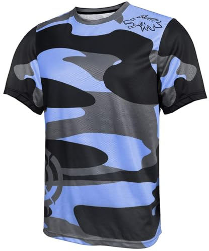 Wisdom Wolf Maglia MTB Uomo Maniche Corte Traspirante Maglia Mountain Bike Maglietta
