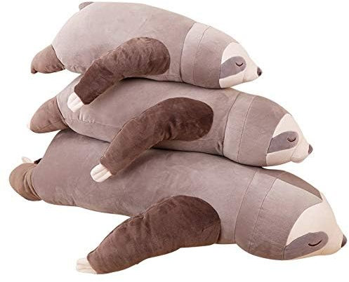 Kuscheltier Faultier, Seitenschläferkissen Stillkissen Lagerungskissen Plüsch Faultier Kissen für Kinder Freundin Geschenke Kinderzimmer Dekoration Extrem Weich Plüschtier Spielzeug 100 cm Grau