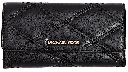Michael Kors Jet Set Travel Large Trifold Wallet Vegan Leather (Black)