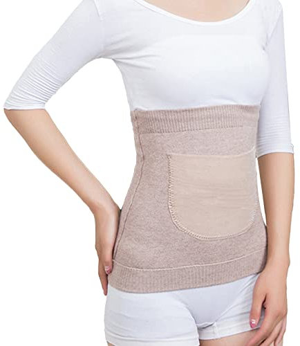 YUPPIE TONE Kidney Warmer Winter Cashmere Body Warmer Elastic Heat Belt Made of Wool with Flannel Pocket, Camel, XL