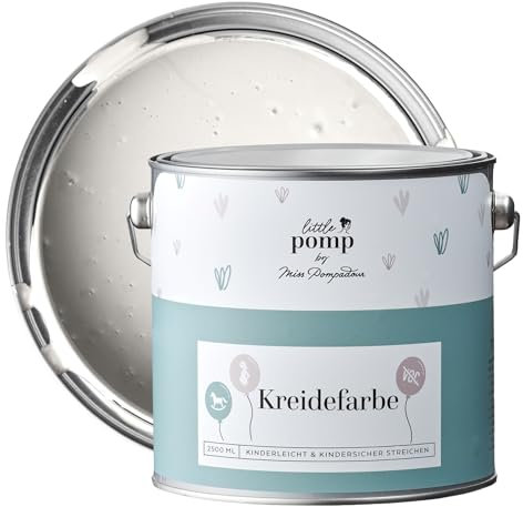 MissPompadour Wandfarbe Kinderzimmer Weiß & Treu 2,5L mit hoher Deckkraft - geruchsneutrale, spritzfreie Kreidefarbe - atmungsaktiv, wasserbasiert, VOC-frei - LittlePomp