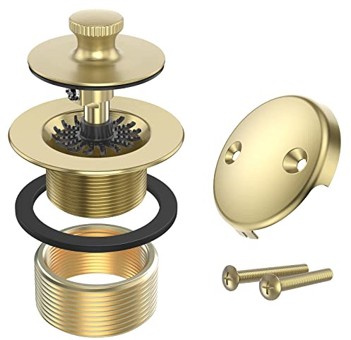Citymoor Brushed Gold Bathtub Drain Kit and Overflow Faceplate, Tub Drains
