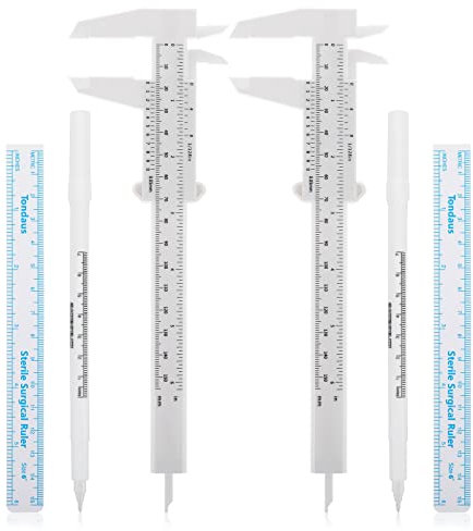 6 Stück Augenbraue Messlineal aus Kunststoff, Doppel-Skala Schieblehre Lineal/Eyebrow Mapping Ink String/Papierlineal, Tattoo Hautmarker für Augenbrauen Make up
