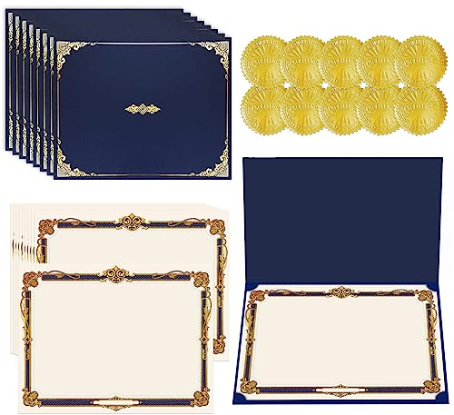 75 Pcs Certificate Kit, 25 Gold foil Certificate Holders & 25 Certificate Paper & 25 Certificate Seals Stickers for Graduation Diploma, Award Accomplishment.