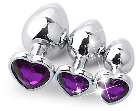 Rostfritt stål Smooth Training Kit 3 Pcs/Set Heart Shaped Ànâlé Fémmé Plūg