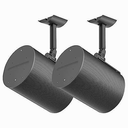 Paire de supports muraux pour haut-parleurs Sonos Era 100 - Support mural inclinable et pivotant pour Sonos Era 100 - Noir - Avec supports de montage flexibles au plafond pour Sonos Era 100