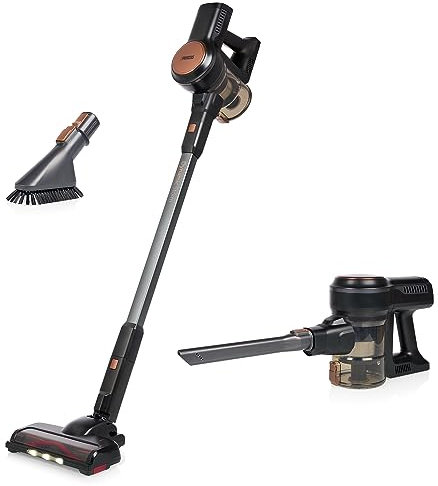 Princess Dynamic Storm – Leistungsstarker bürstenloser Motor – Hygienische Behälterentleerung – 30 min kabellos reinigen – Bürste mit LED-Licht – Parkmodus – Handstaubsauger-Modus –39390