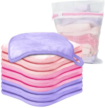 my novel things Set di 12 panni struccanti riutilizzabili, salviette struccanti per viso, asciugamani morbidi e lavabili in microfibra per viso, occhi, labbra, 16 x 16 cm