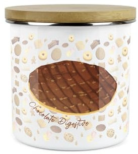 Purely Home Chocolate Digestive Biscuit Storage Canister - Novelty Cookie Jar Enamel Kitchen Storage Tin - Food Gifts