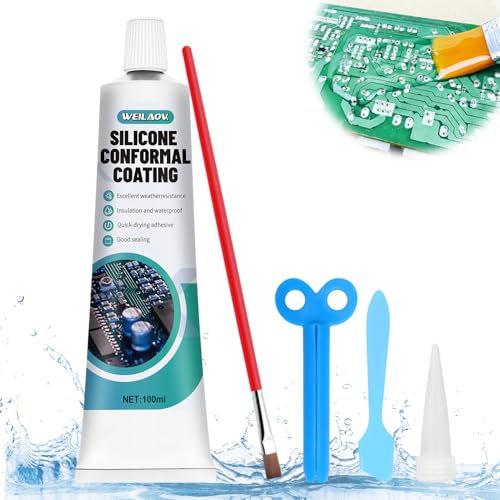 WEILAOK Protective and Insulating Varnish, Vernice Isolante, Gomma Liquida, Gel Isolante Elettrico, Adatto per Circuiti Stampati e Schede di Controllo, Trasparente, Forte Fluidità, Cura Rapida, 100 ml
