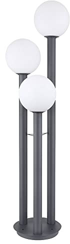 GLOBO Wegeleuchte Außenstehlampe anthrazit Gartenleuchte Edelstahl Glas Stehleuchte opal, Aluminium Druckguss, 3x E27, DxH 45x160 cm