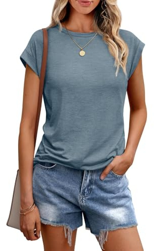 Cuptacc T-shirt damtoppar sommar rund hals toppar damer elegant basic blus kortärmad linne business outfit