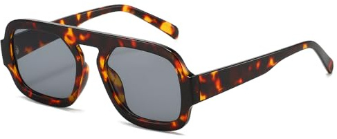 YAMEIZE Gafas de Sol Piloto Cuadradas para Mujer - Hombre Retro 70S Gafas de Sol Clásicas Vintage Gafas de Moda Protección UV400