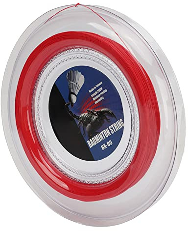 Phefop Corda per Racchetta da Badminton da 200 M, Filo di Ricambio in Fibra di Resina Resistente Ad Alta Elasticità da 0,7 Mm con Rivestimento Superficiale per Maggiore giocabilità e (Rosso)