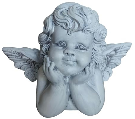 Relaxdays Ange funéraire, résistant aux intempéries et au Gel, HxLxP 31×40×22 cm, déco Tombe, polyrésine, Gris Pierre