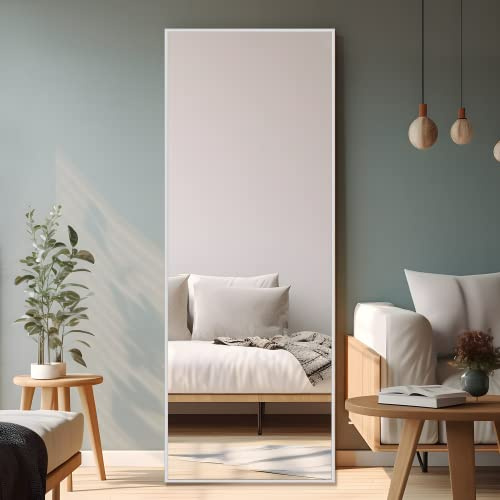 NeuType Full Length Mirror Floor Mirror with Standing Holder Bedroom/Locker Room Standing/Hanging Mirror Dressing Mirror (Silver), 65x22