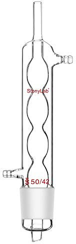 stonylab Allihn-kondensor för Soxhlet-extraktor, kondensor av borosilikatglas med 50/42-slip, mantellängd 250 mm, total höjd 350 mm, laboratorieglas för återflöde och destillation
