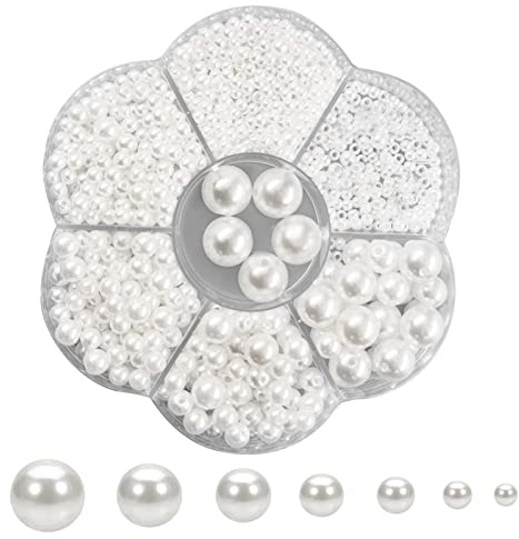 1150 Perle in Vetro Bianco, 3/4/5/6/8/10/12mm Per Bigiotteria, Rotonde, Bianche, Fai Da Te, Decorazione Festa di Compleanno e Domestica (A)