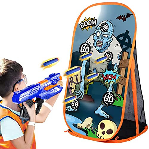 Schießen Zielscheibe Spiel Kinder Jungen Spielzeug für Nerf Gewehre - Zombie Schießscheibe mit Netz Indoor Outdoor Spielzeug Geschenke für 5 6 7 8 9 10+ Jahre alt Junge Mädchen (Zombies in T-Shirts)