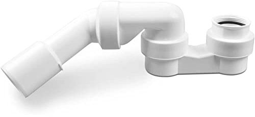 AQUADE Siphon Ablauf 1 1/2″ x 40/50 mm Kunststoff - Duschablauf Geruchsverschluss Weiß Platzspar Siphon für Dusche - Geruchsstopper Abfluss für Badewanne Ablaufgarnitur