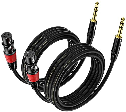 EBXYA XLR Female to 1/4 Inch TRS - Balanced XLR Microphone Cable to 6.35mm Jack Lead, 3 Feet 2 Pack