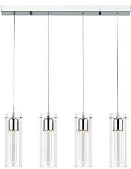 Tawson Alice 4-Light Chandelier Pendant Ceiling Light, Integrated Led and Bubble Glass, for Kitchen Island, Hallway, Entryway, Passway, Dining Room, Bedroom, Balcony Living Room