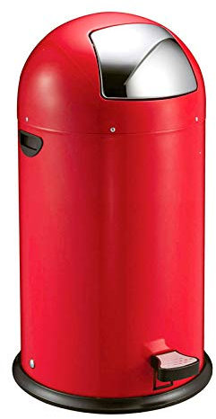PROREGAL Stilvoller eleganter Abfalleimer mit starkem Fußpedal und verzinktem Inneneimer | 40 Liter, HxBxT 74x41,5x47,5cm | Rot
