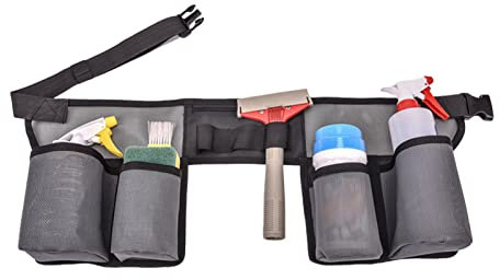 Pomurom Ceintures Porte Outil, Ceinture à Outils pour Nettoyage Outils Jardin, Organiseur d'outils avec Multi-Poches pour Femme Homme, Sac à Outils Réglable pour Jardinier électricien Charpentier