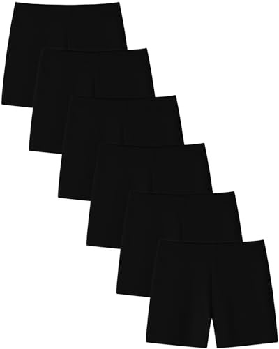 Adorel Girls Cotton Shorts Cycling Dance Summer Short Leggings Pack of 6 Black 9-10 Years (Manufacturer Size S)