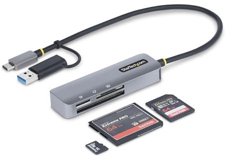 StarTech.com USB 3.0 Multi-Media Memory Card Reader, SD/microSD/CompactFlash, USB-C External Card Reader with USB-A Adapter