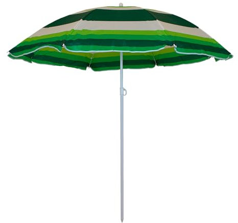 Master Grill&Party Sonnenschirm 180cm Durchmesser, Strandschirm, Balkonschirm (Weiße und grüne Streifen)